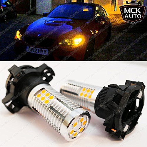 MCK Auto EB2L3 Indicatori di direzione, ultra luminosi e forti, con lampadine Canbus Cree arancioni/ambrate, al 100% a LED PY24W, per parte posteriore e anteriore di auto