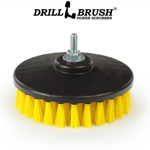 Medium Yellow filettato 12,7 cm professionale e Contractor scrub Brush Fits elettrico e aria pneumatico a doppia azione rotante lucidatrici e da macchine