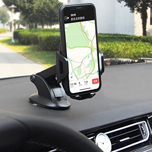 Meeaja Car Phone Mount, supporto per telefono per auto cruscotto con un pulsante di sgancio, compatibile con iPhone 6S Plus 6S x 8 7 7s, Samsung Galaxy S6 Edge S8 S7 S6, Nexus, e altri smartphone popular (nero)