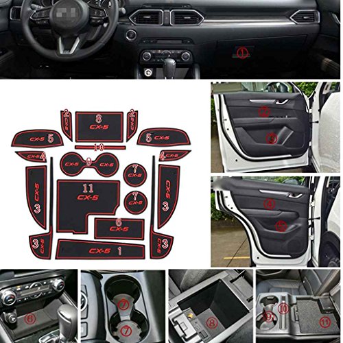 Meisijia Auto antipolvere Porta Slot Pad Car Interior Dcoration porte Groove Cuscini stuoia della tazza per Mazda CX-5 2017 2018 rojo negro