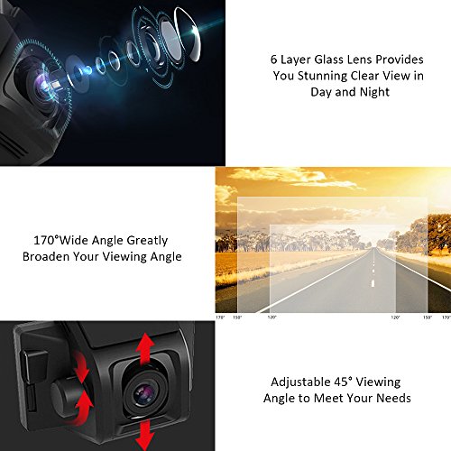 Mini Dash Cam, Videocamera Dashboard Videocamera DVR per auto Videoregistratore, FUNANASUN 2.7 "LCD 1080P Full HD 165 ° Wide View con G-Sensor WDR Registrazione Loop Rilevamento movimento Night Vision