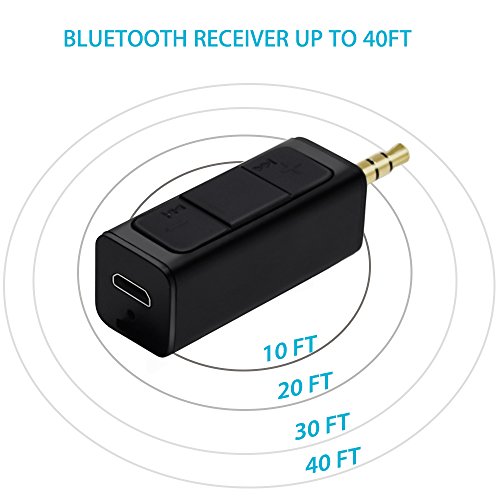 Mini Ricevitore Bluetooth, Car Kit Mani Libere Calling, Latest Bluetooth 4.2, A2DP, CVC Cancellazione di Rumore Portable Wireless Audio Aux Car Bluetooth Receiver with 3.5 mm stereo output [Latest Version]