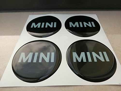 mini scritta 68 mm nero tuning effetto 3d 3m resinato coprimozzi mini cooper s one borchie caps adesivi stickers per cerchi in lega x 4 pezzi