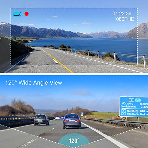 Minishark Dash Cam Full HD 1080p auto Blackbox auto Dash Cam DVR cruscotto della macchina fotografica 7,6 cm schermo LCD integrato WDR, sensore parcheggio monitor loop registratore visione notturna (16GB card inclusa)