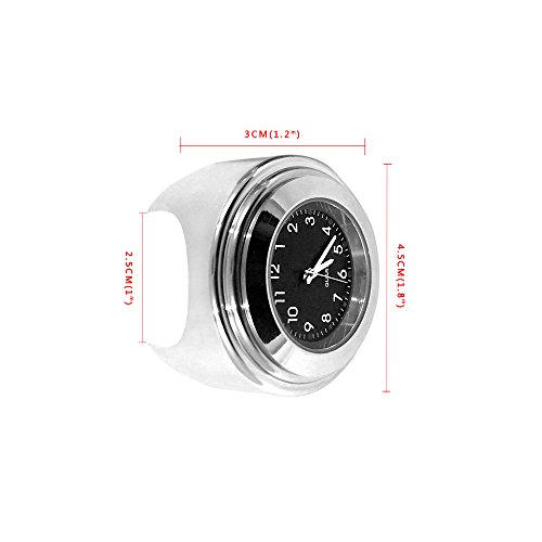 Misika Set universale da 2 pezzi, orologio in alluminio, per motociclette, da manubrio, con termometro, 22 mm, antiurto, nero/bianco