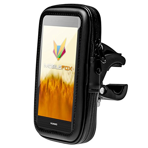 Mobilefox Supporto da manubrio per smartphone con rotazione a 360°, con morsetto, impermeabile, per Huawei Mate 9/S, colore nero