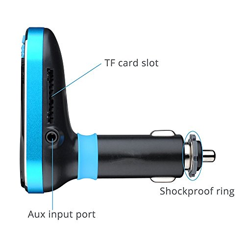 MOKE Transmetteur FM mains libres Bluetooth pour la voiture Radio Transmetteur Mp3 Player avec double contrôle à distance USB pour iPhone 6 6s 5s 6 Plus Samsung Galaxy S7 S6 S5 Tablet LG G4 5 HTC (argento)