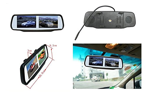 Monitor Specchio Retrovisore Doppio Schermi Da 4,3 Pollici Con 4 Input Video RCA Telecamera Retromarcia 12V Auto