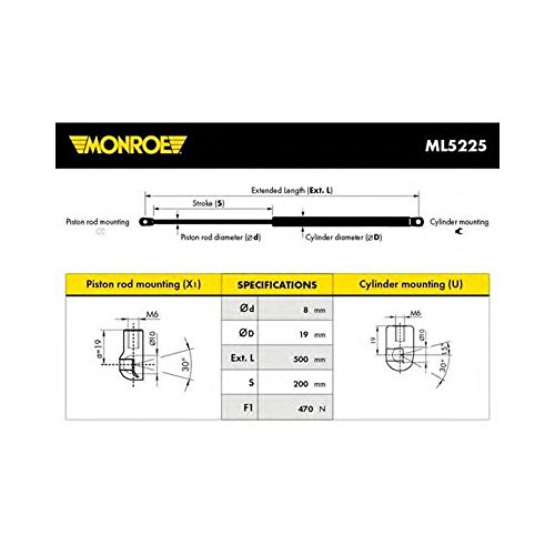 Monroe ML5225 Ammortizatore pneumatico, Cofano bagagli /vano carico