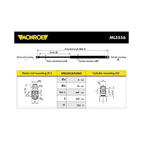 Monroe ML5556 Ammortizzatore pneumatico, Cofano motore