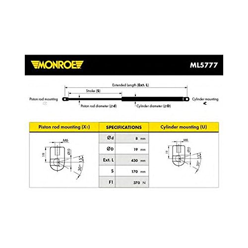 Monroe ML5777 Ammortizatore pneumatico, Cofano bagagli /vano carico
