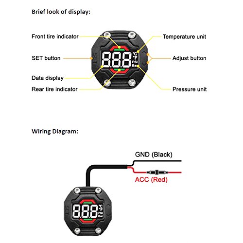Moto pneumatici pressione monitor sistema Auto TPMS impermeabile 2 sensore esterno wireless display LCD