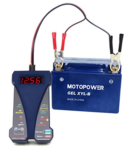 Motopower MP0514B 12 V analizzatore di batteria tester voltmetro digitale e sistema di ricarica con display LCD e LED indicazione – Blue version