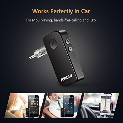 Mpow Ricevitore Bluetooth 4.1 A2DP Ricevitore bluetooth auto portatile con Microfono Incorporato per Chiamate in Vivavoce, con 3,5 mm Jack auto AUX per iPhone, Samsung ed altri Smartphone per Altoparlanti Auto