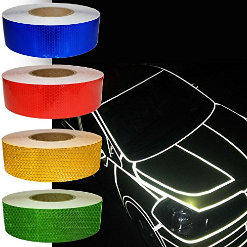 Muchkey® 1 cm & # XFF58; 48 m DIY fluorescente riflettente automobile adesivo luminoso striscia auto moto decorazione del nastro adesivo Rice Rocket 1 rotolo (rosso)