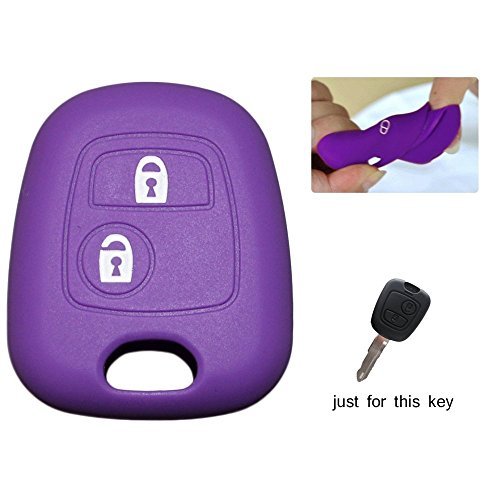Muchkey® auto chiave di auto caso chiave per Peugeot Citroen Blank chiave a distanza della custodia in silicone 3 Button Purple 1PC