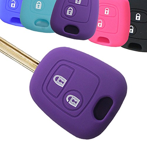 Muchkey® auto chiave di auto caso chiave per Peugeot Citroen Blank chiave a distanza della custodia in silicone 3 Button Purple 1PC
