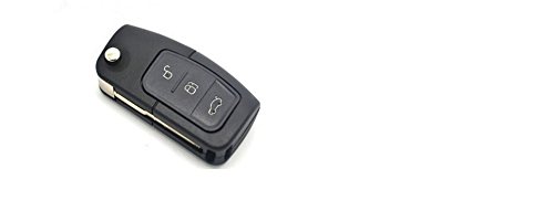 Muchkey telecomando pieghevole  per auto, 3 pulsanti, custodia adatta per la Ford Fiesta, un pezzo.