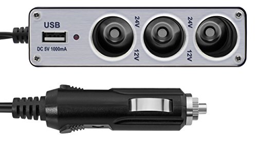 Mumbi auto caricatore presa – Multi Funzione Auto 3 entrate, + presa USB per presa accendisigari 12 V/24 V