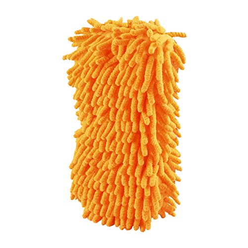 MW coral fibra di ciniglia auto spazzola mano guanto altamente assorbente con manico da utilizzare asciutto o bagnato (arancione)
