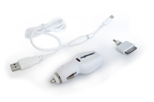 Mydoodah - Caricabatterie da auto per iPhone 4 / 4S / 5, 1 AMP, colore: Bianco