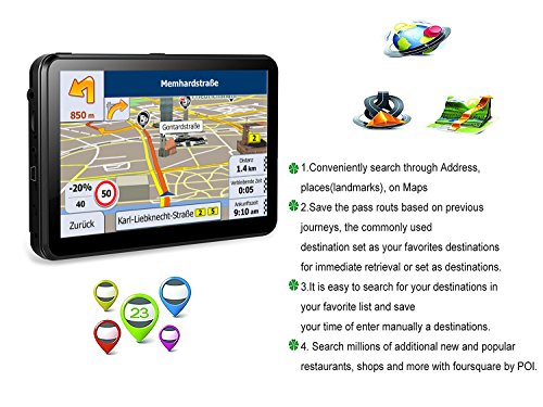 Navigatore satellitare da 17,8 cm, 8 GB, navigatore capacitivo per auto con schermo touch, include le mappe pre caricate di Regno Unito ed Europa