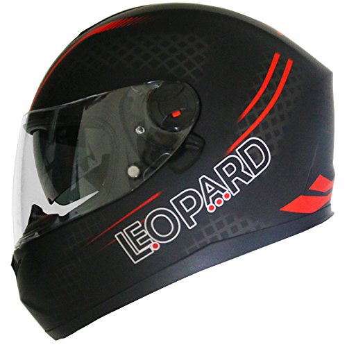 * New Style * Leopard Sabre leo-808 doppio Racing visiera casco integrale da moto colore: Nero/Rosso S
