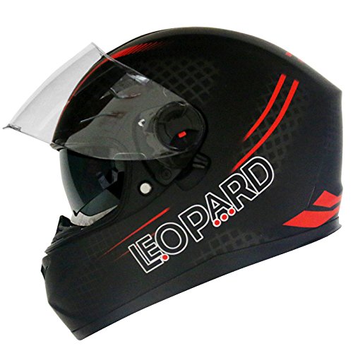 * New Style * Leopard Sabre leo-808 doppio Racing visiera casco integrale da moto colore: Nero/Rosso S