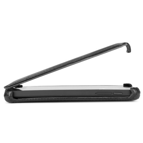 Nexus 5 case, Boxwave® [Flip Case] Slim custodia rigida in pelle sintetica con rivestimento morbido per Google Nexus 5 – nero nero