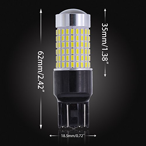 Ngcat 2PCS 1500 lumen 3014SMD 144-ex chipset 7443 7440 T20 super luminoso lampadine a LED con lente proiettore Automotive Exterior frecce Back up Reverse luci luci di coda, Xenon bianco 12 – 24 V