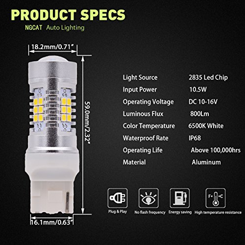 Ngcat auto LED Lampadina 2PCS 7440 7440 NA 7441 chipset 992 T20 2835 21 SMD lampadine LED con lente proiettore freno girare coda segnale di inversione di sostegno di luci, xeno bianco ,10 – 16 V 10.5 W