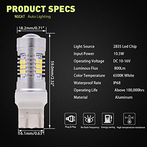 Ngcat auto LED Lampadina 2PCS 7444 NA 7440 7440 NA 7441 chipset 992 T20 2835 21 SMD lampadine LED con lente proiettore freno girare coda segnale di inversione di sostegno di luci, Amber 10 – 16 V 10.5 W