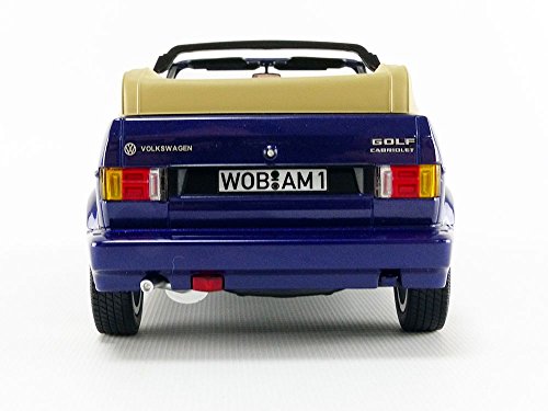 Norev – Modellino Auto Volkswagen Golf 1 Cabriolet Classic Line 1992 Scala 1/18, 188432, Blu Metallo