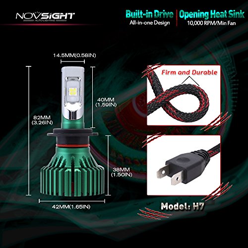 Novsight LED Automotive auto fari kit lampadine H7 60 W 10000LM 6500 K bianco freddo – 2 anno di garanzia