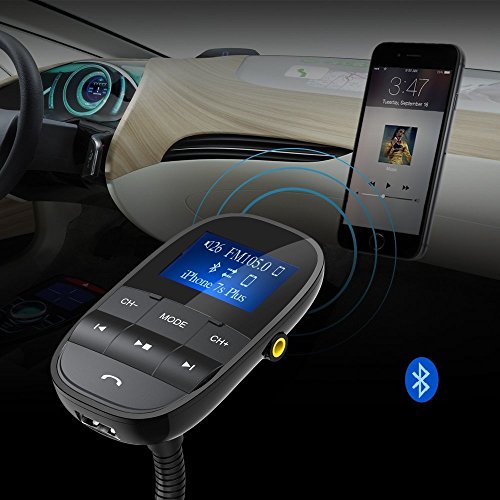 Nulaxy Wireless FM Trasmettitore Bluetooth Radio adattatore da auto kit W Uscita USB caricabatteria, Supporta le varie modalità musica su TF/ USB Flash Drive
