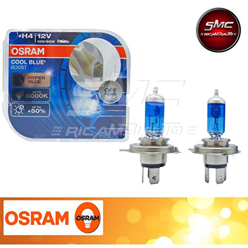 NUOVE LAMPADE OSRAM H4 COOL BLUE BOOST 5000K 12V 100/90W 62193CBBDUO COPPIA