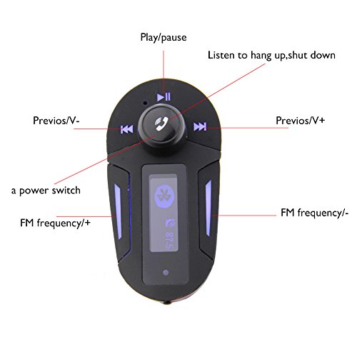 Nuovo vivavoce per auto Bluetooth Kit Audio MP3 trasmettitore del giocatore adattatore Radio FM con telecomando a cristalli liquidi del USB di ricarica per iPhone Samsung SD card Aux, microfono interno con telecomando colore blu
