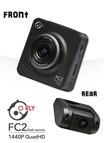 O RLY FC2 QuadHD Dash Cam Camera Doppia Telecamera per Auto 1440p 1080p, Obiettivo Grandangolare di 170 Gradi, Rilevatore di Movimento, Registrazione in Loop, G-Sensor Sony IMX 078 Sensor