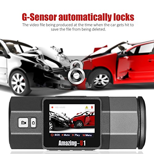 oasser auto fotocamera Dash Cam Car DVR Video Recorder FHD 1920 x 1080p con 32 GB scheda micro SD G-sensor grandangolo 170 ° visione notturna rilevamento del movimento e Loop Recorder