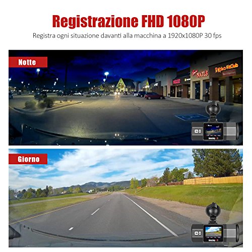 Oasser Dash Cam Telecamera per Auto WDR Full HD 1080P G-Sensor Angolo di Ripresa 170° Registrazione in Loop
