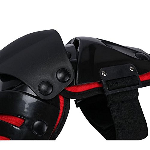 Obling 39*11 cm ginocchiera protettiva Gear regolabile confortevole per off Road Racing bicicletta motocross skateboard 1 paio, Black with Red, 39*11cm