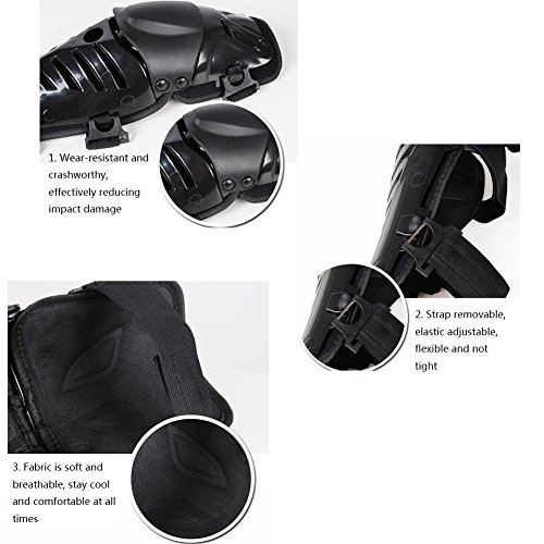 Obling 39*11 cm ginocchiera protettiva Gear regolabile confortevole per off Road Racing bicicletta motocross skateboard 1 paio, Black with Red, 39*11cm