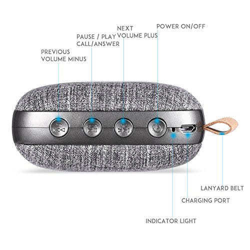 Og-evkin altoparlanti portatili wireless Bluetooth, V4.2, distanza Bluetooth 10 m, microfono integrato, design in tessuto, doppio altoparlante stereo senza fili