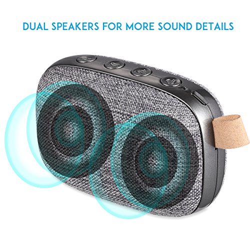 Og-evkin altoparlanti portatili wireless Bluetooth, V4.2, distanza Bluetooth 10 m, microfono integrato, design in tessuto, doppio altoparlante stereo senza fili