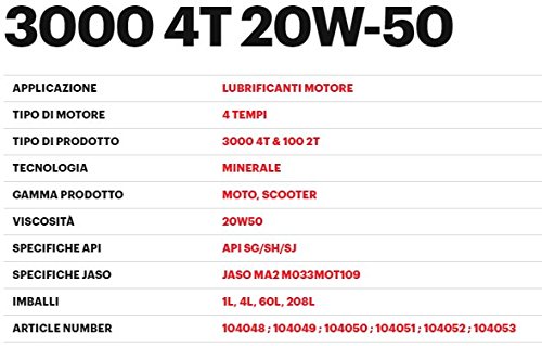 Olio motore moto Motul 3000 20w50 4T minerale litri 4
