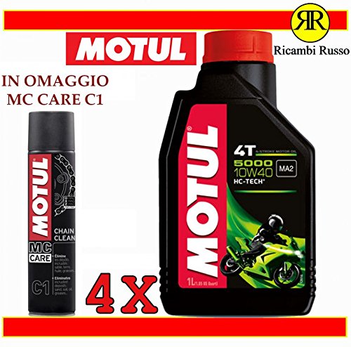 Olio motore moto Motul 5000 10w40 4T litri 4 + OMAGGIO MC Care C1 Chain Clean