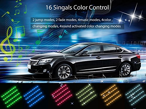 Olrick 4pcs 36LEDS auto strisce LED multicolore di musica auto interni atmosfera luci RGB SMD LED auto luci d