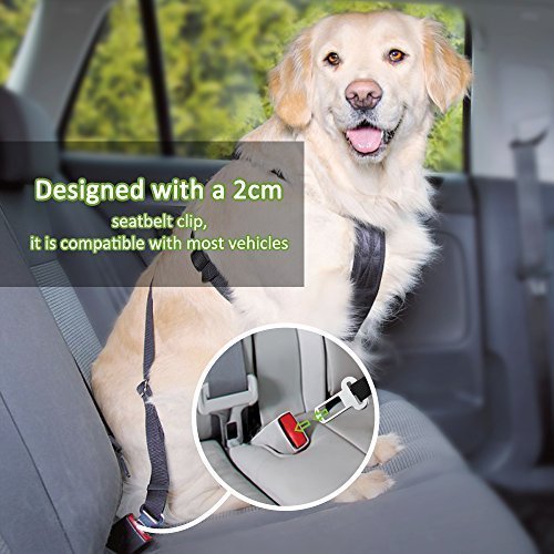 Omorc cane cintura di sicurezza, [3 pezzi] Dog Harness veicolo auto Pet cintura di sicurezza guinzaglio per cani/gatti, materiale tessuto di nylon, 19 – 68,6 cm regolabile – nero