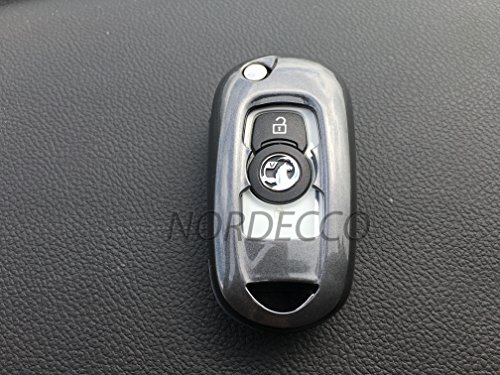 Opel - Custodia rigida per chiave auto, in plastica ABS di alta qualità, colore: grigio