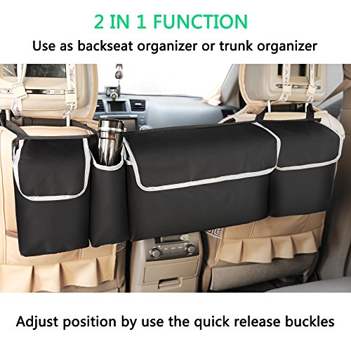 Organizzatore del tronco 2 in 1 - Risparmio di spazio, sedile posteriore automatico e vano bagagli - Adatto a qualsiasi auto o SUV utilizzando cinghie completamente regolabili di LOONG